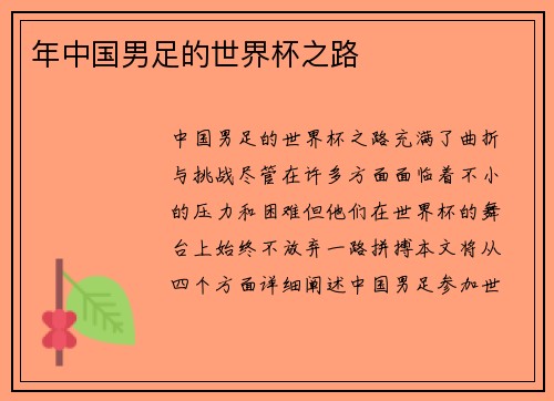 年中国男足的世界杯之路